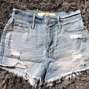 Abercrombie Ripped High Waist Denim Short
